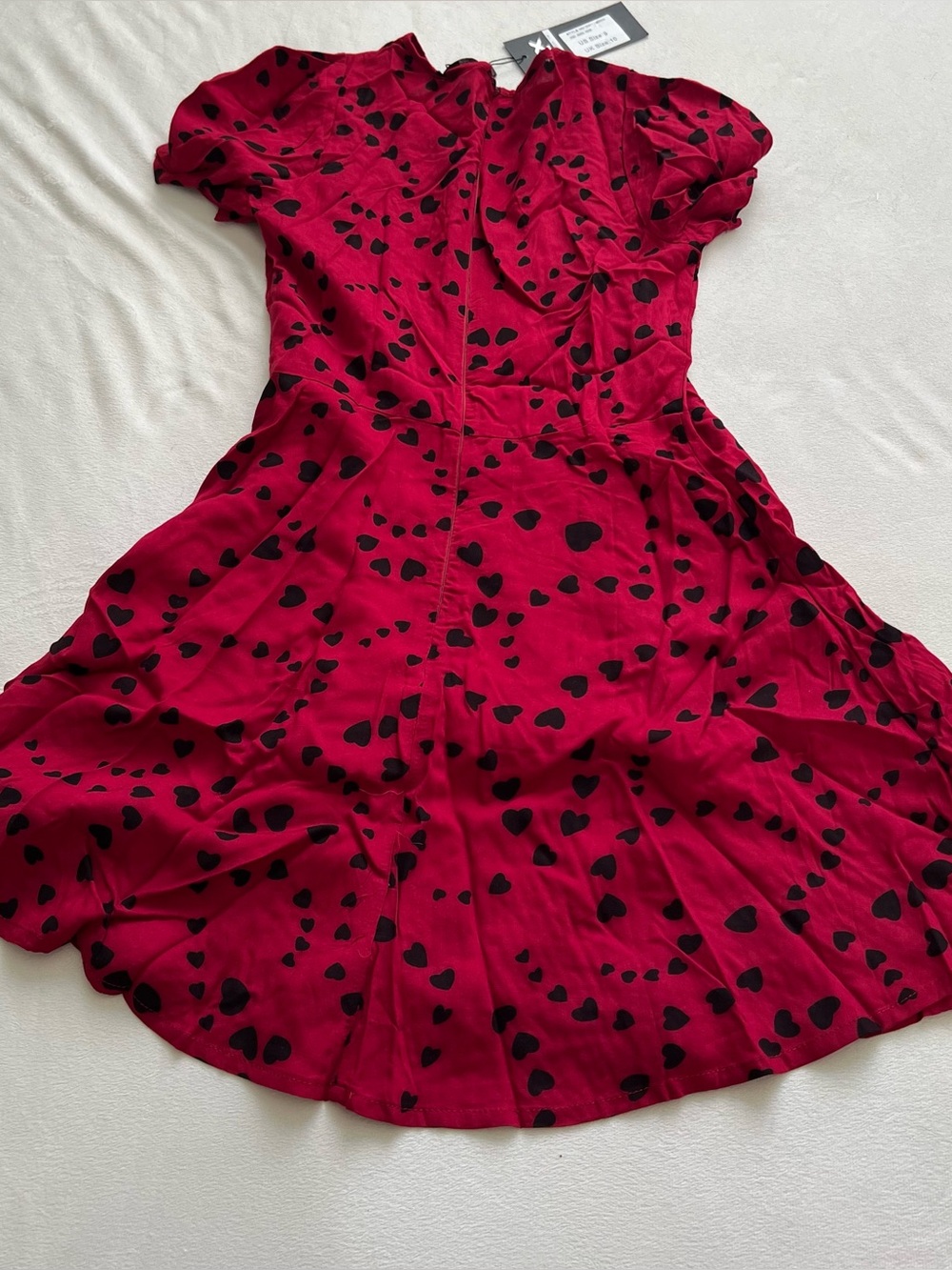 Short sleeve heart red dress lightweight summer romantic feminine - Picture 7 of 7